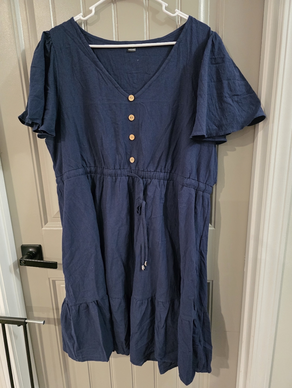 Shein Womans 3xl Tag Fits 2xl Nwot Navy Blue Flutter Sleeve Dress